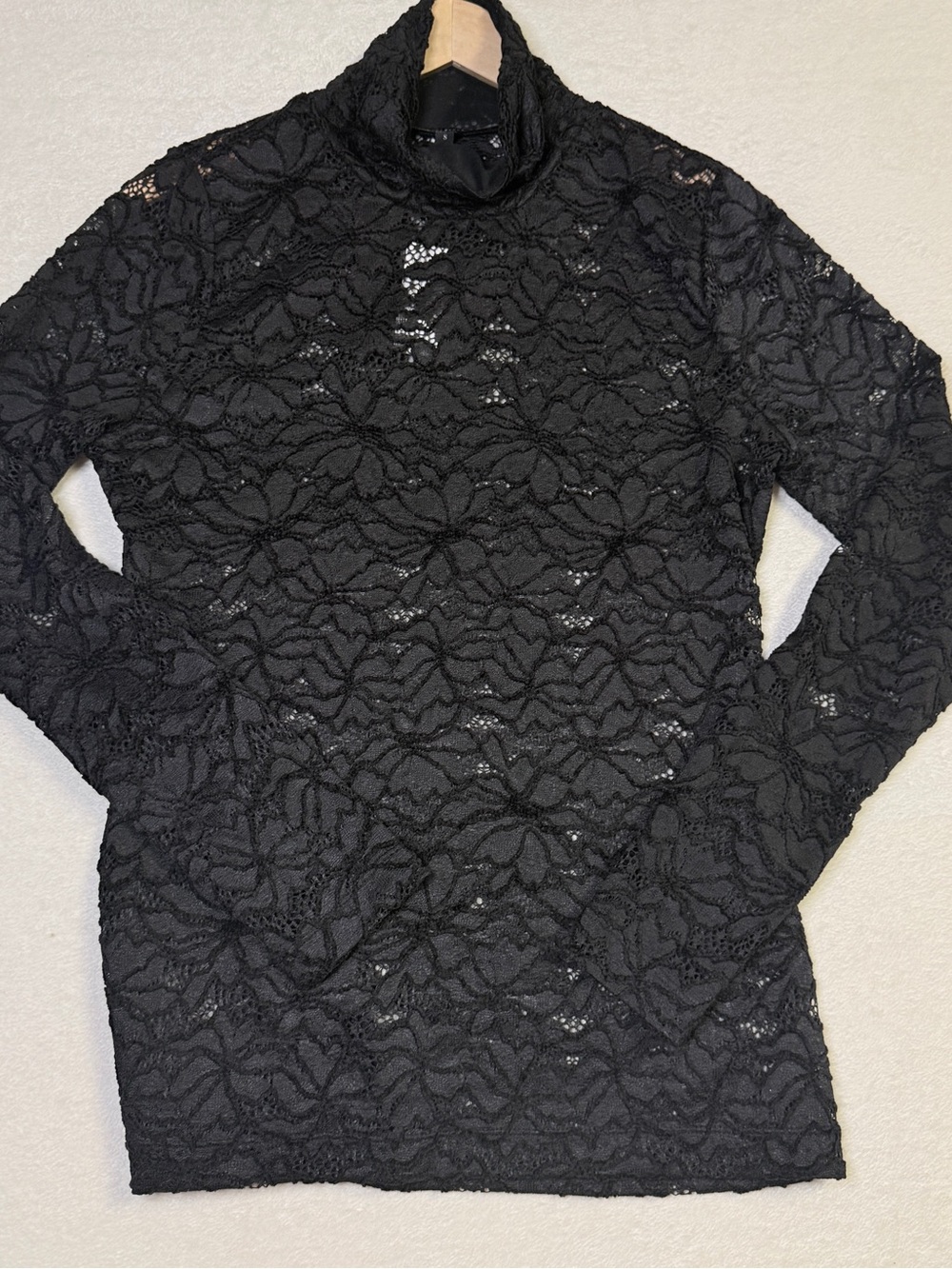 White House Black Market Long-Sleeve Black Lace Turtleneck